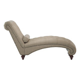 Modern Stylish Brown Color 1pc Chaise Button-Tufted Nailhead Trim w Bolster Pillow Comfortable B01165808