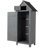 ZNTS 30.3"L X 21.3"W X 70.5"H Outdoor Storage Cabinet Tool Shed Wooden Garden Shed Gray 76525253