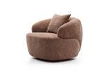 360&deg Swivel Mid Century Modern Curved Sofa, 1-Seat Cloud couch Boucle sofa Fabric Couch for Living W87691483