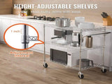3-Level Kitchen Cart, Wire Rollable Cart with a Load Capacity of 661LBS, Steel-Made Mobile Service 18487730