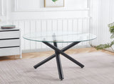 Black Dining Table with metal leg and glass,Modern Space Saving Kitchen Table for Living W234P311863