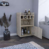 DEPOT E-SHOP Sims 35" H Bar Cart with Two Shelves four Wine Cubbies and One Cabinet,Light Pine B097P167415