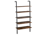 Industrial Wall Mounted Bookcase 5-Tier Open Ladder Shelf Bookshelf with Metal Frame, 23.6" L x 18960257