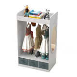 Kids Costume Organizer Costume RackKids ArmoireOpen Hanging Armoire Closet with Mirror-WHITE 27145262