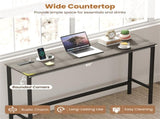 4 Piece Counter Height Bar Table Set with Charging Station & USB Ports, Gray Pub Table with 3 Stools 39030485