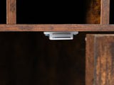 Corner Bar Cabinet with LED Lights and Mirrored Backing, Modern Rustic Liquor Cabinet with Glass N752P508295D
