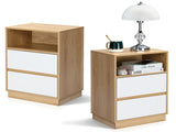 White Oak color, P2 particleboard with linen-textured melamine finish, drawers with beveled edges, 62963235
