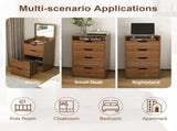 3-in-1 Vanity Desk with Lighted Mirror & Stool, Flip Top Makeup Dressing Table, Compact Storage for 25126559