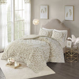 Tufted Cotton Chenille Medallion Comforter Set Taupe King/Cal King B03597176