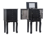 Standing Jewelry Armoire with Mirror, 5 Drawers & 6 Necklace Hooks, Jewelry Cabinet Chest with Top 54277669
