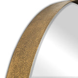 30"x34" Gold Round Mirror, Circle Mirror with Iron Frame for Living Room Bedroom Vanity Entryway W2078126763