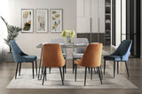 ZNTS Modern Sleek Design Velvet Fabric Blue Side Chair Set of 2 Black Finish Metal Legs Dining Furniture B011134421