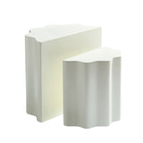 2PCS Set Side Table,Wavy Edges Design Fiberglass Coffee Table for Living Room,Bedroom,Modern Design W2582P313972