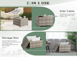 Outdoor PE Wicker Side Table with Storage, Patio Rattan End Table Square 36043080