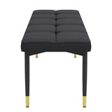 59*17 Inch Multifunctional Black Shoe Bench - Faux PU Cushion, Sturdy Metal Legs With Gold W1512P355084