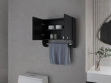 Black Medicine Cabinet with Towel Bar B062P252173