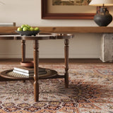 Mid-Century Style Coffee with Petal Shape and White Crackle Pattern Glass, 2-Tiered Coffee N735P291422D