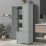 Tall Storage Cabinet with Two Drawers for Bathroom/Office, Grey WF299284AAE