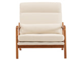 High Back Solid Wood Armrest Backrest Iron Frame Linen Indoor Leisure Chair 31656855