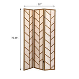 Walnut and Linen Foldable 3-Panel Screen B062P145491