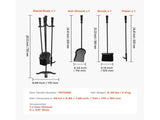 4-in-1 Fireplace Tool Set with Poker, Ash Shovel, Brush, Stand, Wrought Iron & Carbon 05520290