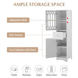 Tall Bathroom Cabinet, Freestanding Storage Cabinet with Drawer and Doors, MDF Board, Acrylic Door, WF289427AAK