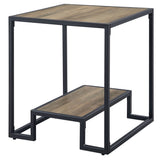 ZNTS Rustic Oak and Black End Table with Open Shelf B062P185723