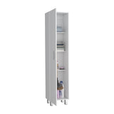 Vintro Storage Cabinet, Broom Hangers, Metal Handle -White B07092126