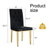 2 piece dining chairs.The gold metal legs complement the black velvet, showcasing a perfect blend of W1151131994