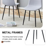 Comfortable Linen-Cotton Dining Chair Set - Six Pieces in Light Gray.Integrated Seat and W1512P360049