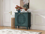 Hollow-Carved 2 Door Accent Cabinet Sideboard Buffet Storage Cabinet with Adjustable Shelf for W688P145774