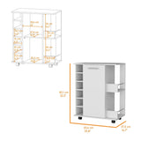ZNTS Woodland Bar Cart with Casters, Wine Rack and Open Shelf White B062111726