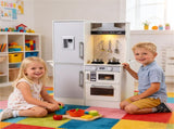 White Dual-Sided Kids Play Kitchen with Water Dispenser and Range Hood for 3 Years Old 57436344
