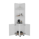 Malibu Freestanding Linen Cabinet, 2-Doors, Open Shelves -White B20092128