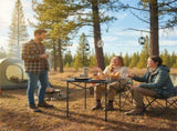 Black 28" Foldable Camping Table with Aluminum Top, 150 lbs Capacity Portable Picnic Table with 16783081