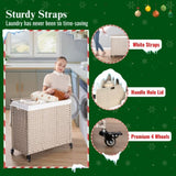 Laundry Hamper With Lid PE Rattan Powder Coating Frame Clothes Hampers with 02 Removable Bags, W2391P167709