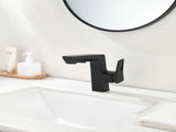 Matte Black Smart LED Bathroom Faucet - Temperature Digital Display, Pull Down Sprayer for RV and W1217P359395