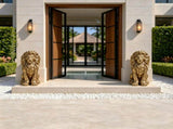 24" Outdoor Lion Statue, Magnesium Oxide Stone Composite Animal Sculpture Statue Decor for Front W6572P574258