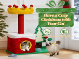 29.5in Christmas Themed Plush Cat Tree, Multi-level Cat Tower with Cat Condo, Top Crown Perch, Sisal 29552567