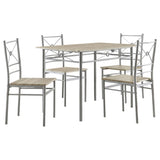 ZNTS Taupe and Silver 5-Piece Rectangle Dining Set B062P153849