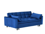 The 55-inch dreamlike blue velvet sofa is elegant and convenient with pockets, cleverly interpreting 32908326