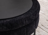 31.3"W Upholstered Round Ottoman With Reversible Lid, Chenille Storage Stool, Channel Tufted W3118P439479