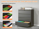 4 Drawer Lateral File Cabinet, Heavy Duty Metal Filing Cabinet, 35.4 Inch Wide Locking File Cabinet 96426243