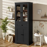67.57" Tall Bathroom Storage Cabinet with Tempered Glass Doors, Adjustable Shelves & Drawer Modern N729P310006B