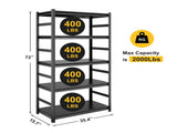 H72 * W35.4 * D15.7 Storage Shelves 5 Tier Heavy Duty Metal Shelving Unit Adjustable Shelving Units 24465108