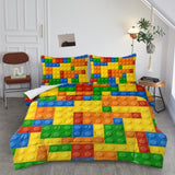 3pcs Funny Dot Building Blocks Comforter Colorful Bricks Thin Bedding Duvet Game Summer Quilt 37531484