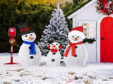 Lighted Snowman Christmas Yard Decorations, Set of 3 Pre-lit 2D Snowman Family with 80 LED White 79858005