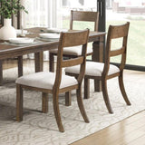 Contemporary Side Chair 2pc Set Light Brown Finish Comfort Seat Upholstered Durable Classic B011P348899