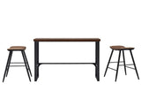 Bar Table and Chairs Set 1 Table 2 Chairs Brown 47.2"15.4"39.4" Curved Saddle Seat Bar Set 5cm 61505634