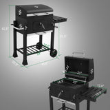 ZNTS Charcoal Grill with Foldable Side Table and Wheels, Heavy-duty BBQ Grill for Outdoor Picnics Patio 52462179